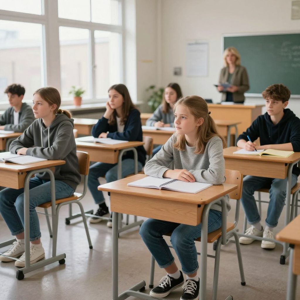 Statister 13–14 år till klassrumsscen i film för Socialdemokraterna