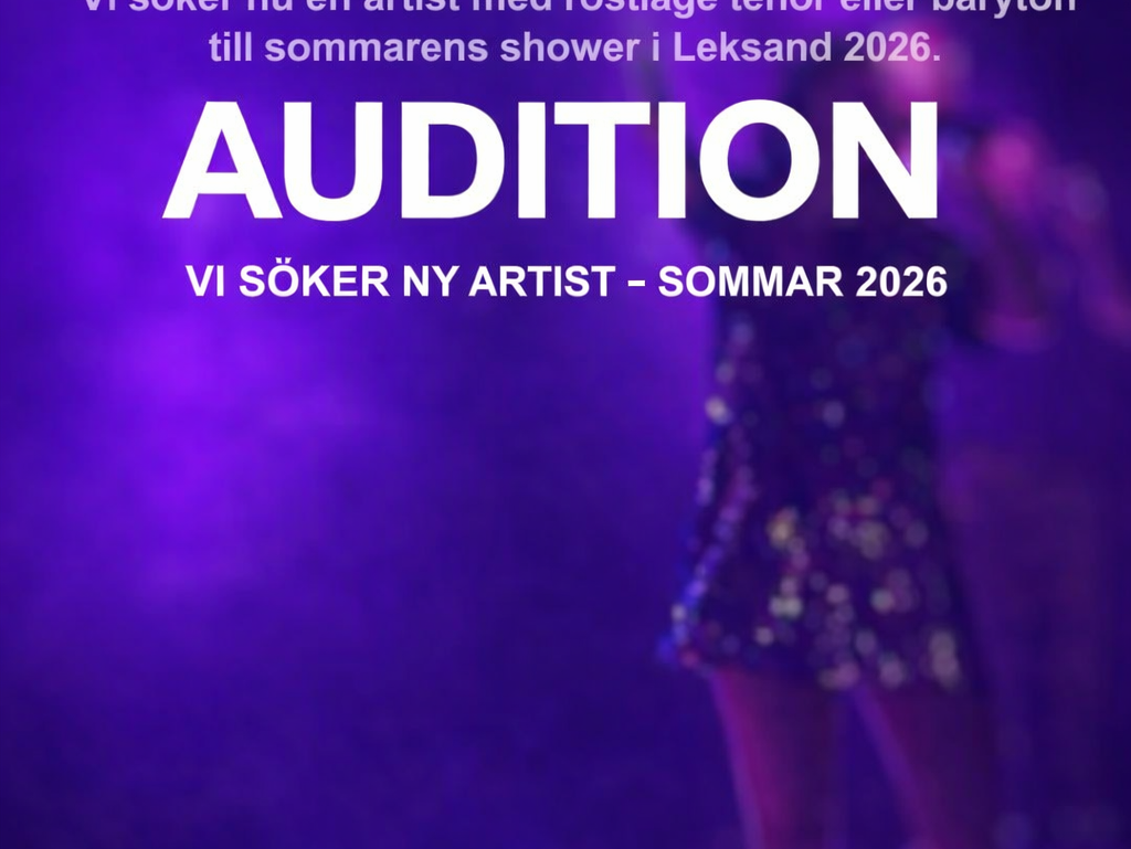 Artist med röstläge tenor eller baryton sökes för sommarshower i Leksand 2026