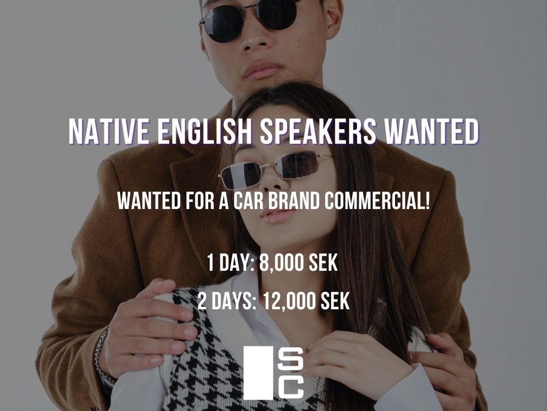 Native English Speakers for International Car Commercial – Gothenburg April 2026