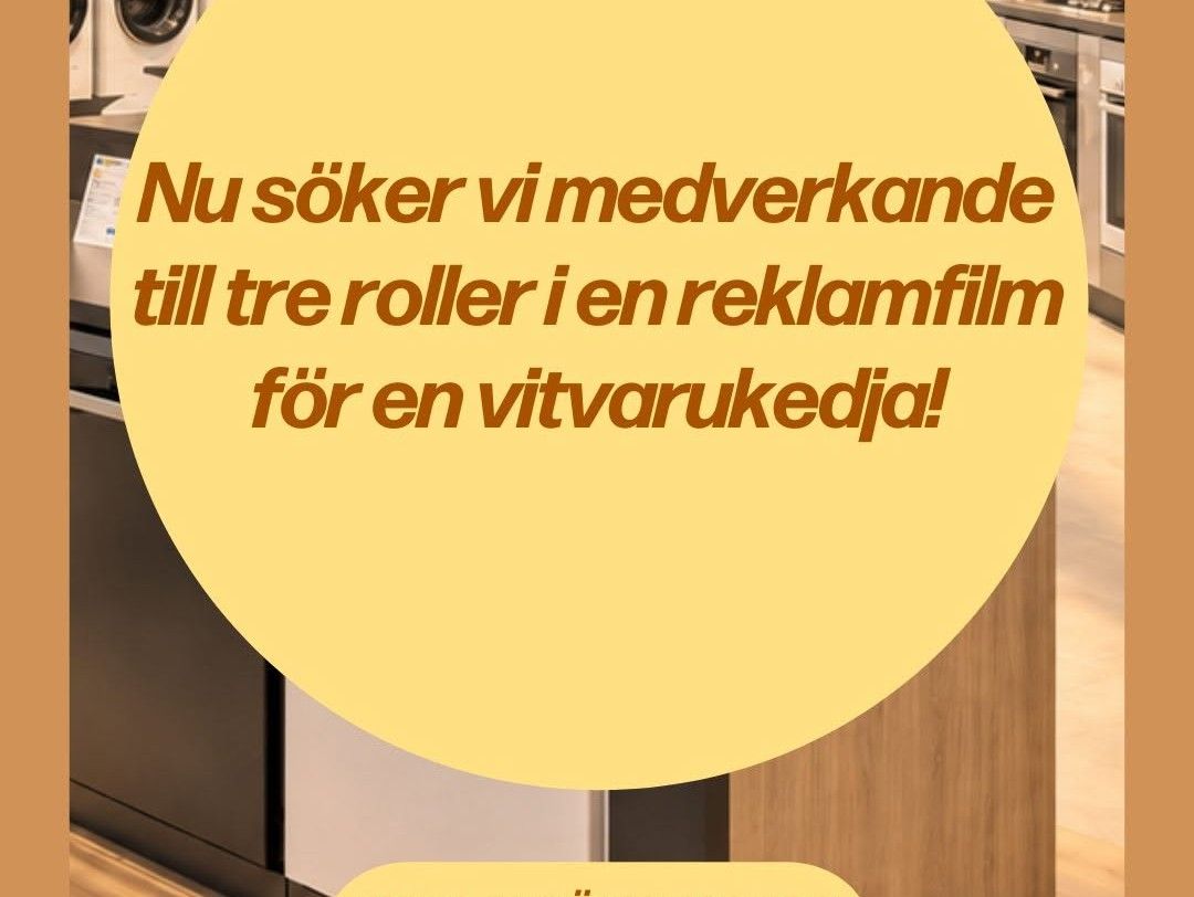Kvinnor och män 30–50 år sökes för talroller i reklamfilm för vitvarukedja
