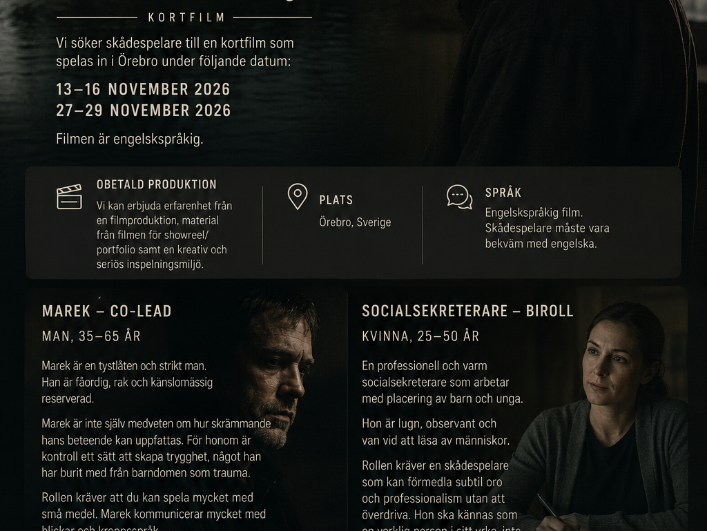 Skådespelare sökes till kortfilm