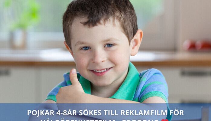 Pojkar 4-8 år sökes till reklamfilm för välgörenhet