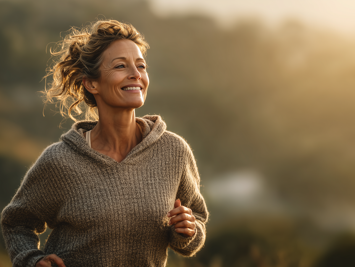 Äkta & härlig kvinna i 40–50-årsåldern med lite former