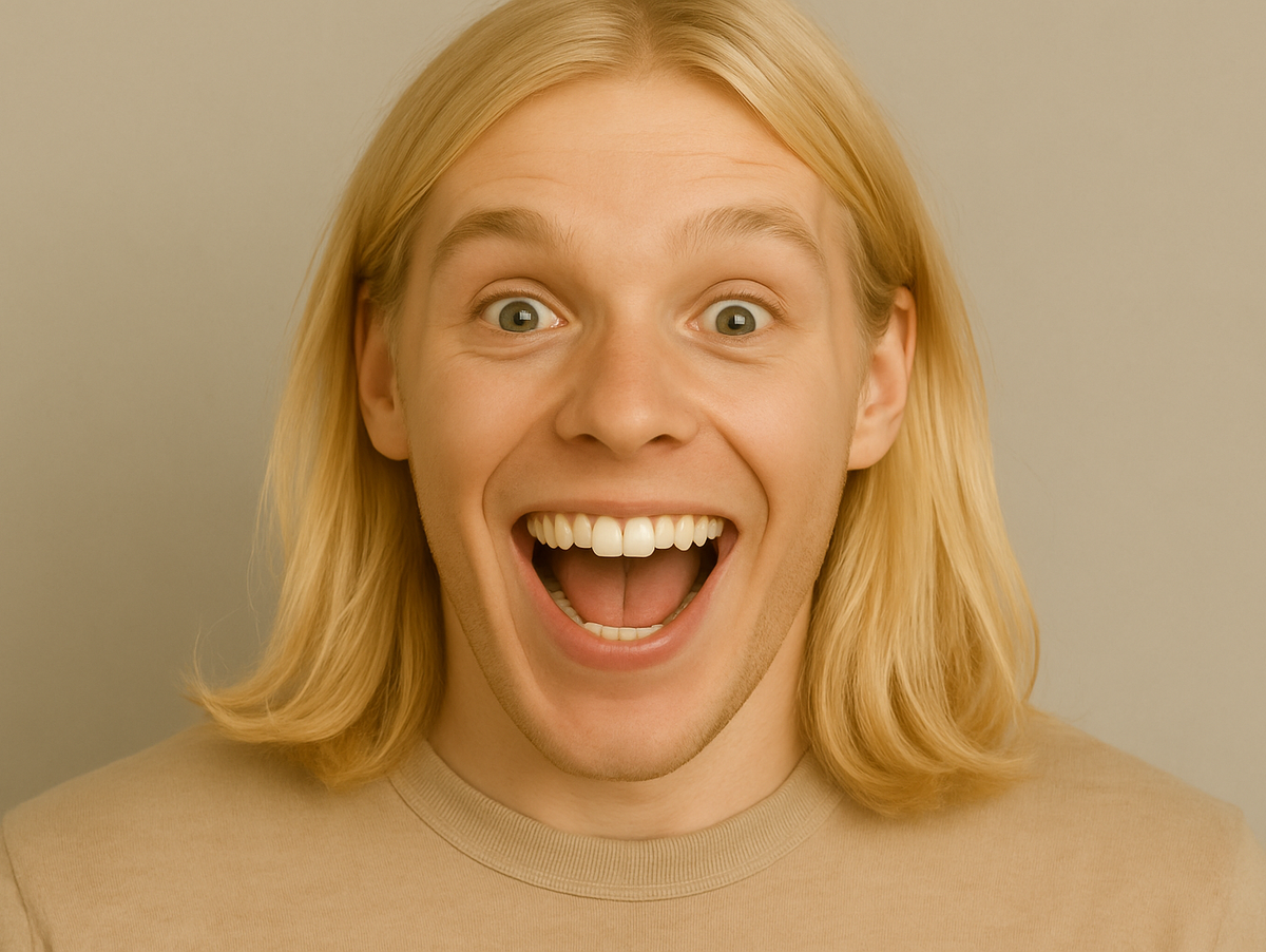 Karismatisk manlig modell med unikt uttryck