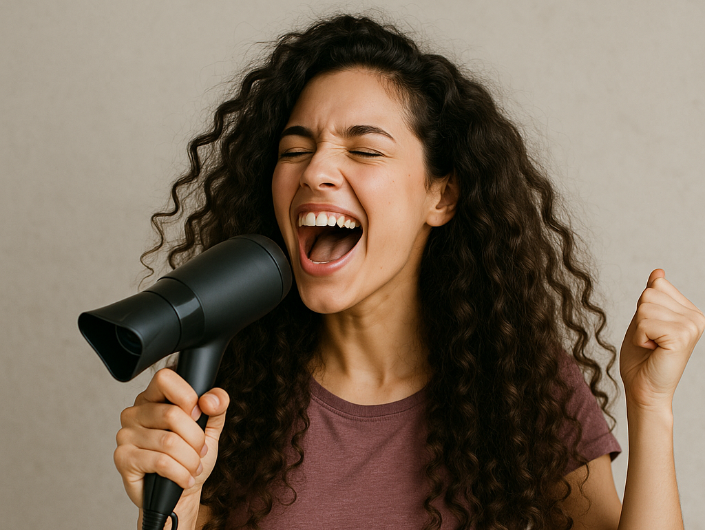 BRÅDSKANDE: Ung kvinna med mycket hår till reklamfilm för hemelektronikskedja