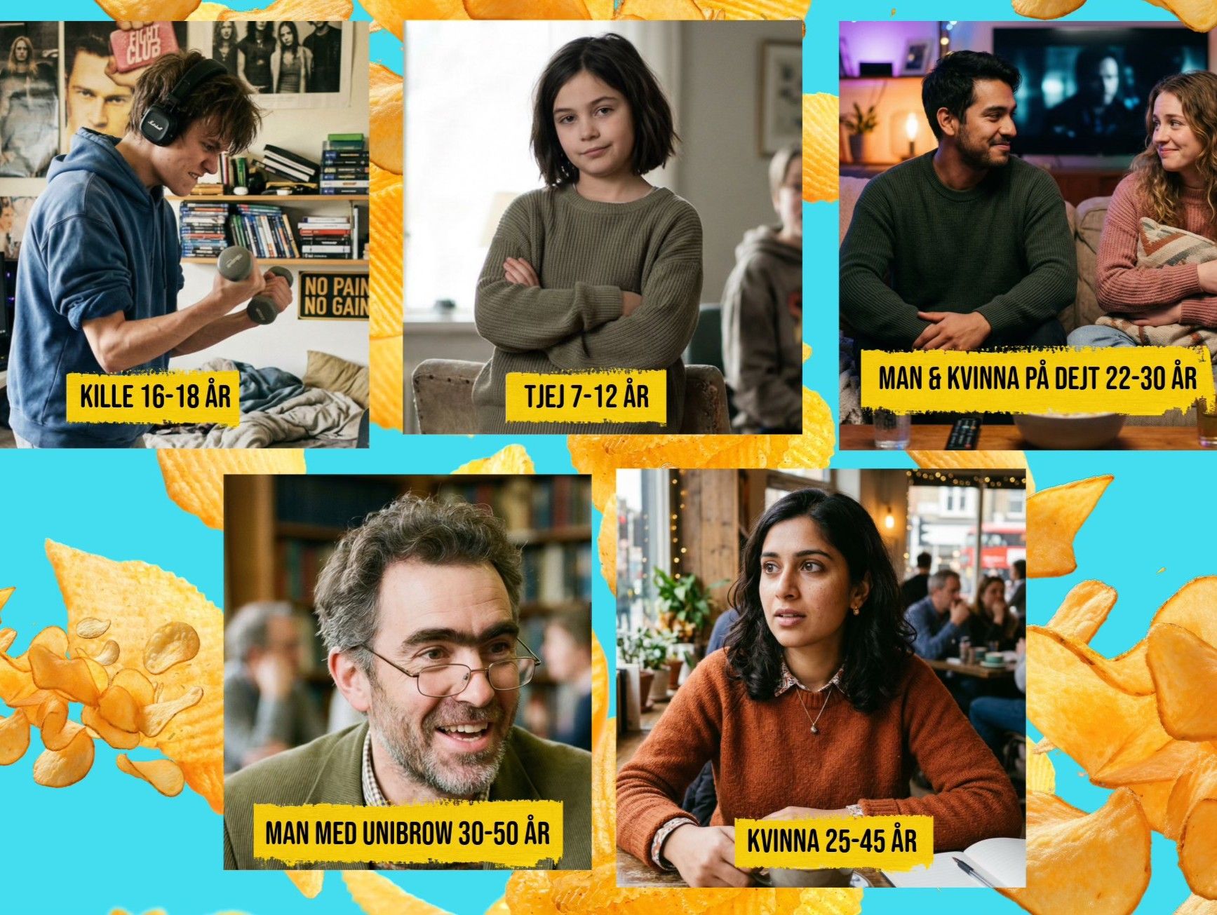 6 roller (7–50 år) sökes till humoristiska reklamfilmer för välkänt snacksvarumärke