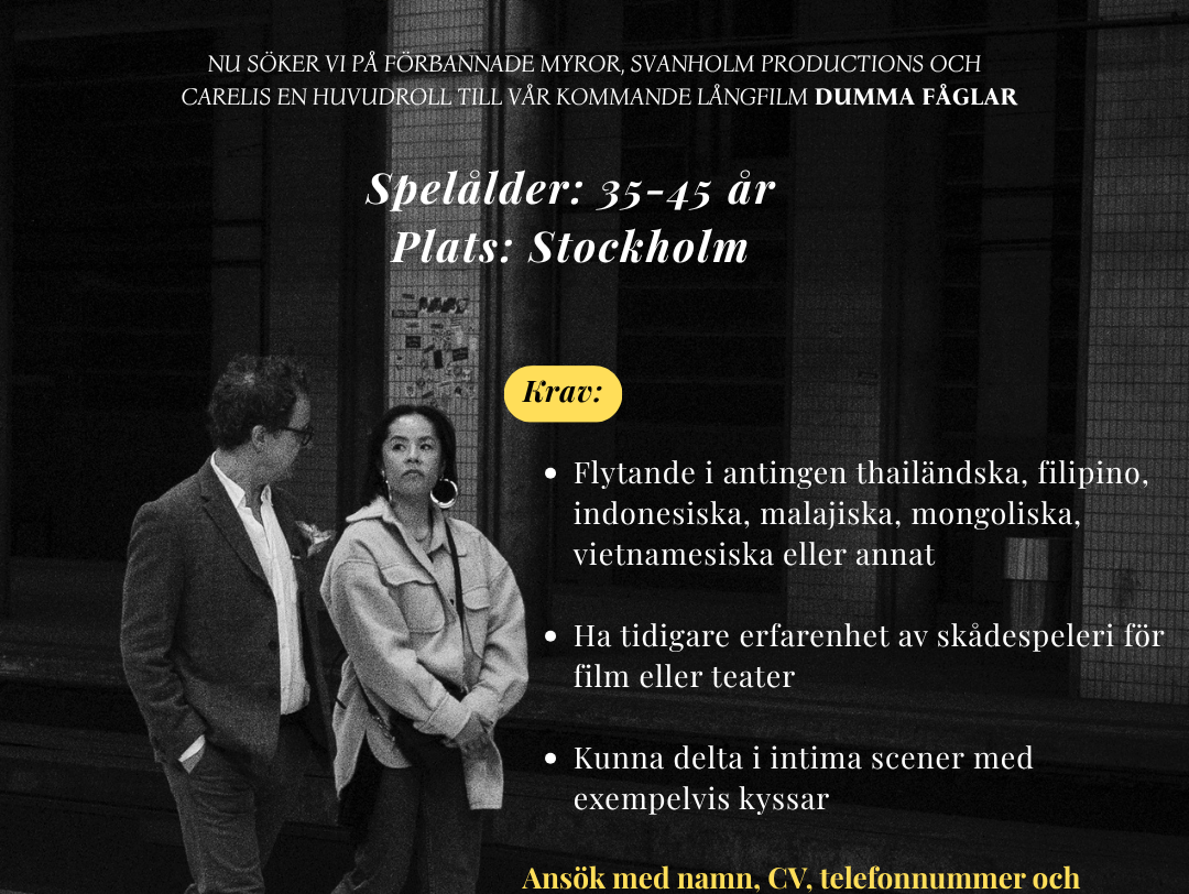 Kvinnlig huvudroll till långfilm sökes