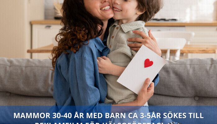 Mammor 30-40 år med barn 3-5 år sökes till reklamfilm för hälsoföretag