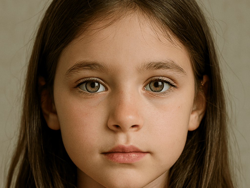 Flicka 9-10 år gröna ögon och brunt hår -Annonsfilm för SVT Doku-Promo