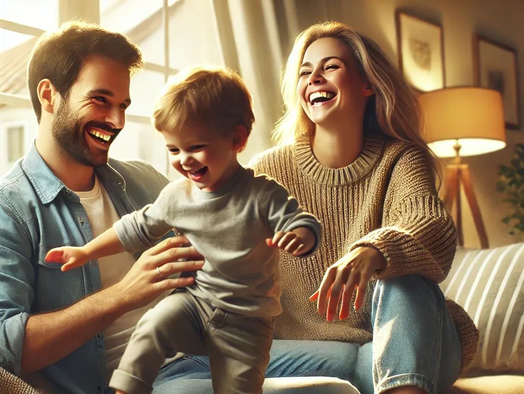 Familj; mamma, pappa och son/dotter ca 4 år till IKEA produktion