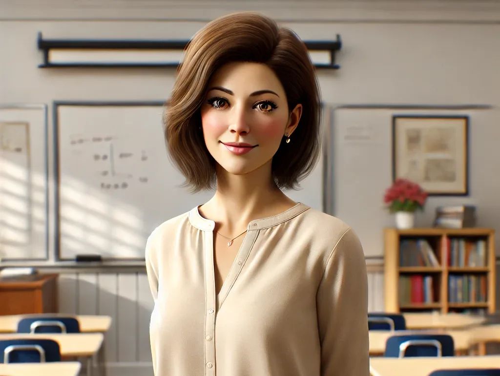 Kvinna som ska spela lärare med replik till promo-projekt