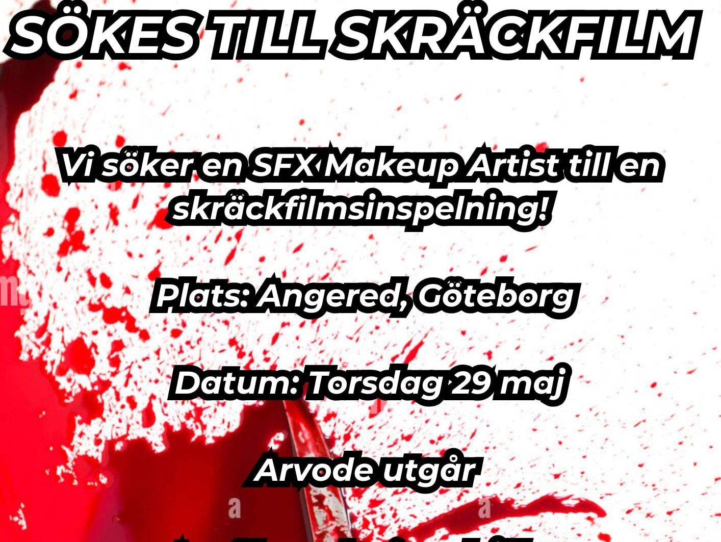 SFX Makeup Artist sökes till skräckfilm i Göteborg